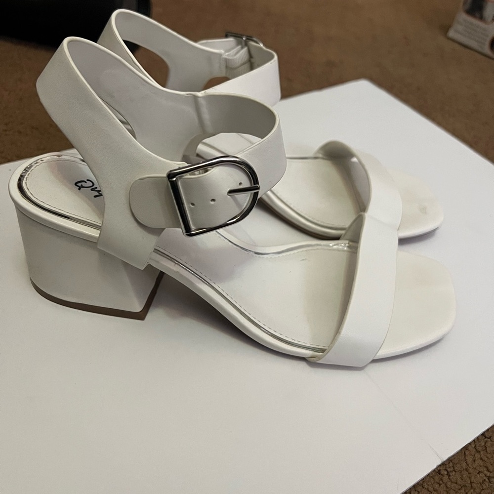 White chunky heels